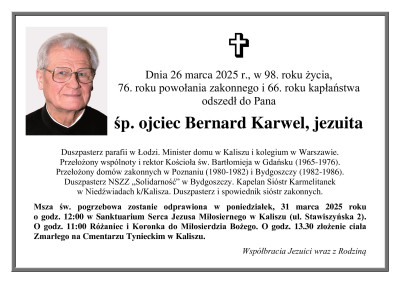 Zmarł ś.p. ojciec Bernard Karwel SJ (1928-2025)